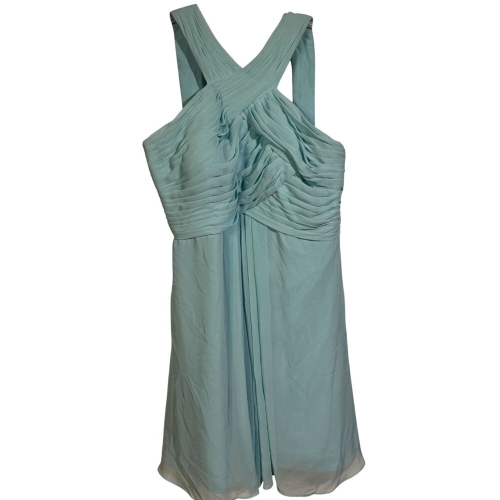 Azazie A22 Blue Criss Cross Pleated Dress